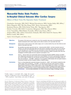 Myocardial Redox State Predicts In-Hospital Clinical