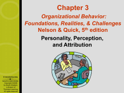 Personality Characteristics in Organizations Self