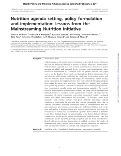 Nutrition agenda setting, policy formulation and