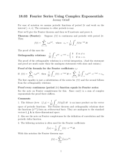 18.03 Fourier Series Using Complex Exponentials