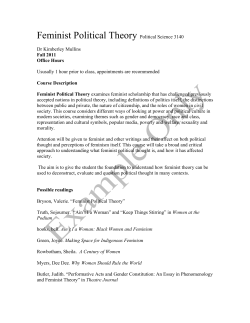 Feminist Political Theory Political Science 3140