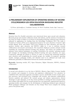 a preliminary exploration of operating models of second cycle