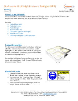 Budmaster II UK High Pressure Sunlight (HPS)