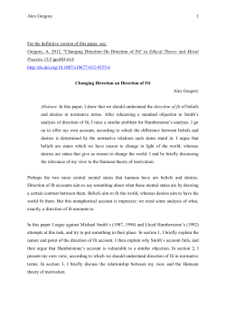 Direction of Fit - Dr Alex Gregory