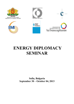 energy diplomacy SEMINAR Sofia, Bulgaria September 30