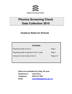 Guidance Notes for Schools Data to be submitted by Friday, 26 June