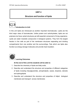 UNIT 4 Structure and function of lipids