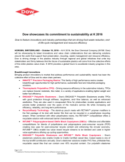 Dow showcases its commitment to sustainability at K 2016