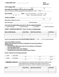 Grade:​ ______ Male/Female CHILD`S ​LEGAL​ NAME