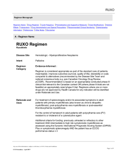 RUXO Regimen - Cancer Care Ontario