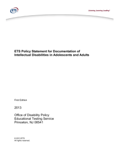Guidelines for Documentation of Intellectual Disabilities
