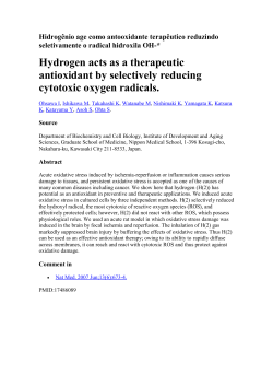 Hydrogen acts as a therapeutic antioxidant by selectively reducing