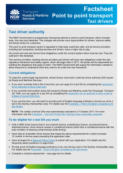 Factsheet: Point to point transport - Taxi drivers