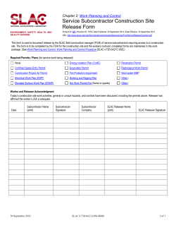 Service Subcontractor Construction Site Release Form