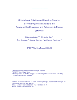 Occupational Activities and Cognitive Reserve: a Frontier