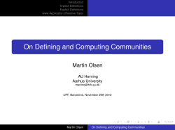 On Defining and Computing Communities