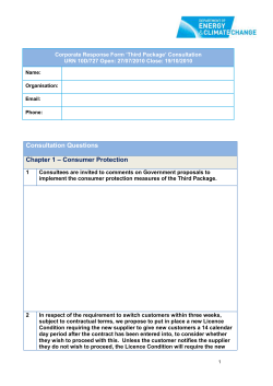 Corporate response form for the consultation on the