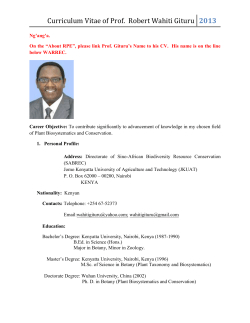 Curriculum Vitae of Prof. Robert Wahiti Gituru