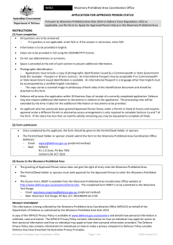 Application for Approved Person Status (W003)