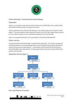 Position Description: Social Enterprise General Manager