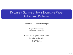 Document Spanners: From Expressive Power to Decision Problems