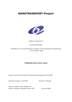 Behaviour of aerosols released to ambient air from nanoparticle