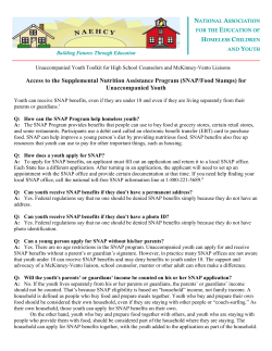 (SNAP/Food Stamps) for Unaccompanied Youth