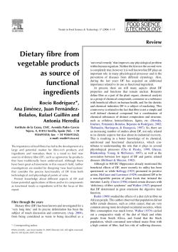 Dietary fibre from vegetable products as source of functional