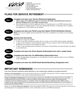 PSRS Service Retirement Application Packet