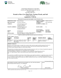 Permit to Move Live Plant Pests, Noxious Weeds
