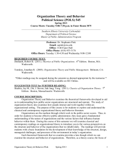 Organization Theory and Behavior Political Science (POLS) 545