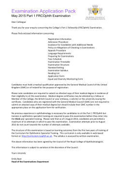 part 1 fellowship examination - the Royal College of Ophthalmologists