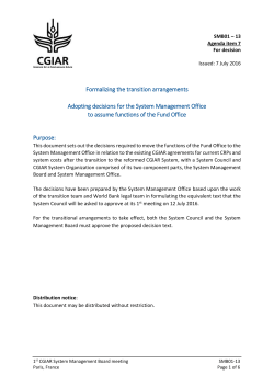 Adopting decisions for the System Management Office to assume