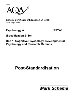 A-level Psychology A Mark Scheme Unit 01