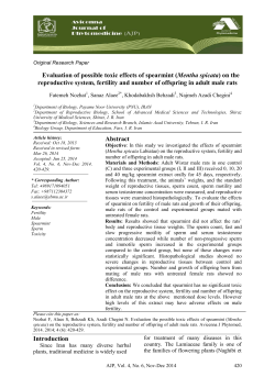 Evaluation of possible toxic effects of spearmint (Mentha spicata) on