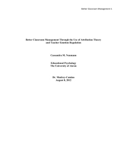 Better Classroom Management Through the Use of Attribution