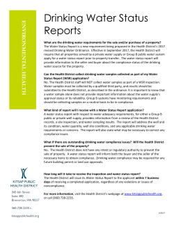 Drinking Water Status Reports - Kitsap Public Health District