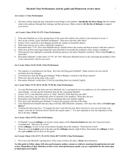 Macbeth Class Performance activity guide and Homework review