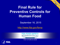 Final Rule for Preventive Controls for Human Food