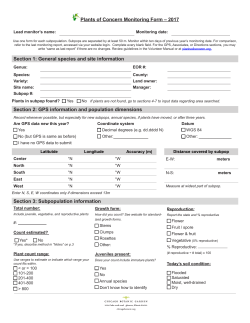 Plants of Concern Monitoring Form &ndash; 2017 Section 1: General