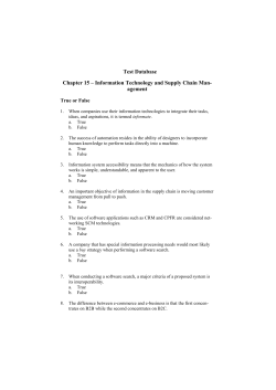 Test Database Chapter 15 &ndash; Information Technology and Supply