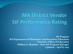 MA SIF Agent Vendor ScoreCard April 8, 2015