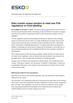 Esko reveals unique solution to meet new FDA