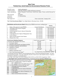 NEW YORK NON-NATIVE PLANT INVASIVENESS RANKING FORM