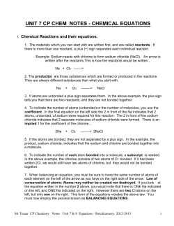 unit 7 h chem notes - chemical equations