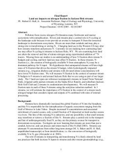 Land use impacts on nitrogen fixation in Jackson Hole streams