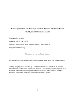 1 Motor-Cognitive Dual-Task Training in Neurologic Disorders: A