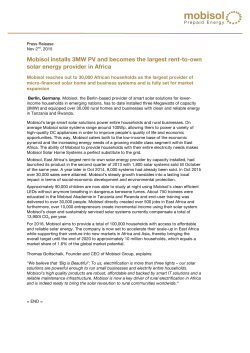 Mobisol installs 3MW PV and becomes the largest rent-to