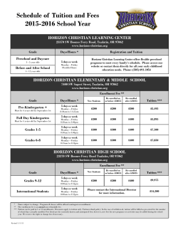 Schedule of Tuition and Fees 2015-2016 School Year
