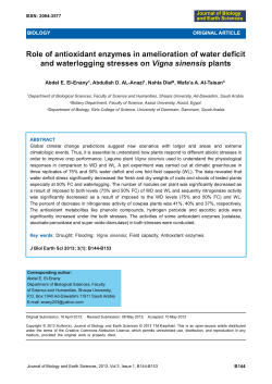 Role of antioxidant enzymes in amelioration of water
